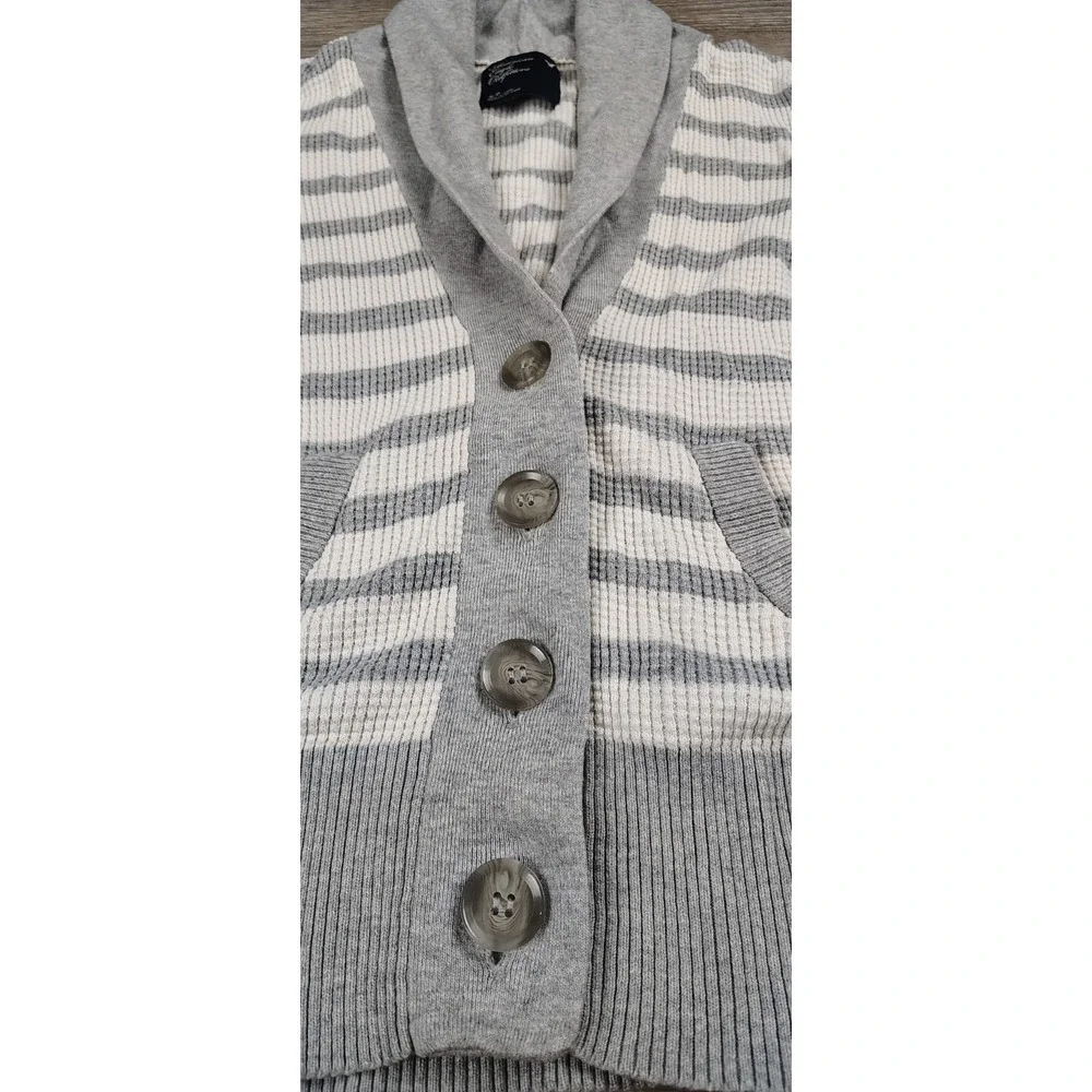 American Eagle Outfitters Stripe‎ Sweater S Button Shawl Collar Cardigan Bella